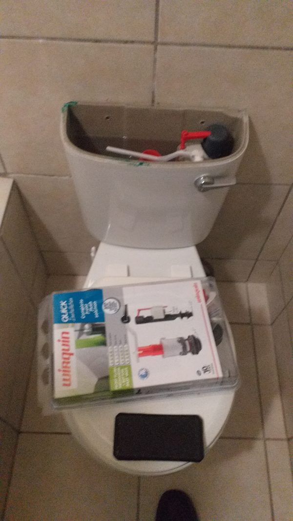 Toilet Flush Mechanism repairs. Toilet inlet cistern replacement. Install bottom inlet valve. Water runs after flushing the toilet