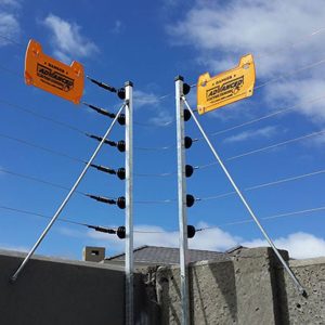 Electrical Fence Installation. 8 stands fence with warnng signs