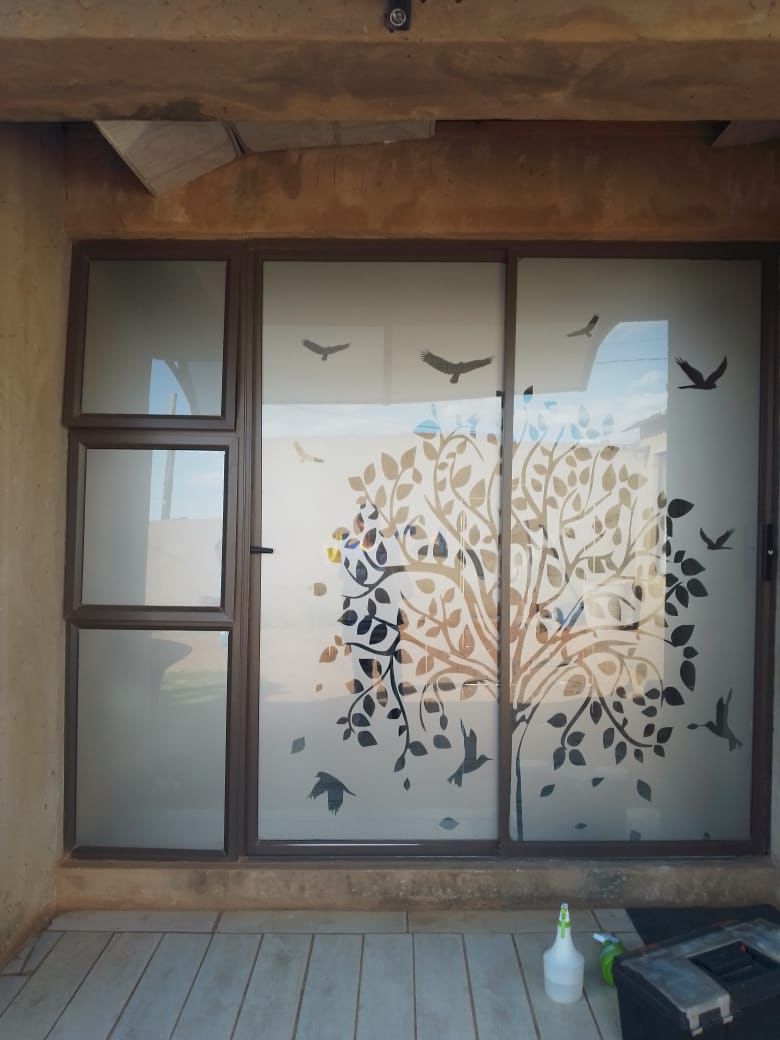 Vinyl window Frosting for Privacy. Vinyl Frost Application Vinyl window Frosting for Privacy. Vinyl Frost Application